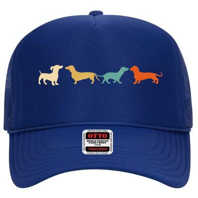 Dachshund Cute Gift Vintage Retro Wiener Dog Tee Gift High Crown Mesh Back Trucker Hat