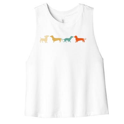 Dachshund Cute Gift Vintage Retro Wiener Dog Tee Gift Women's Racerback Cropped Tank