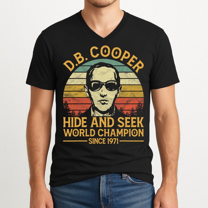 D.B. Coopers Hide And Seek Champion Since 1971 Db Cooper V-Neck T-Shirt