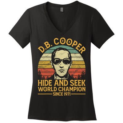 D.B. Coopers Hide And Seek Champion Since 1971 Db Cooper Women's V-Neck T-Shirt