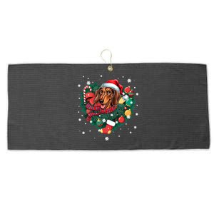 Dachshund Christmas Heart Wreath Santa Hat Dog Mom Dog Lover Gift Large Microfiber Waffle Golf Towel