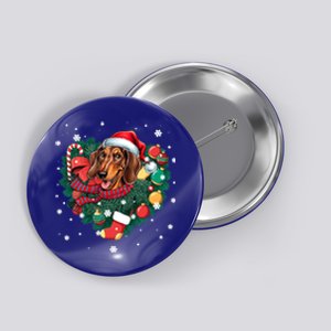 Dachshund Christmas Heart Wreath Santa Hat Dog Mom Dog Lover Gift Button