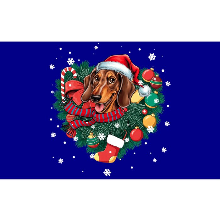 Dachshund Christmas Heart Wreath Santa Hat Dog Mom Dog Lover Gift Bumper Sticker