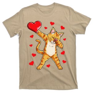 Dabbing Cat Heart Valentines Day Kitty Kitten Lovers T-Shirt