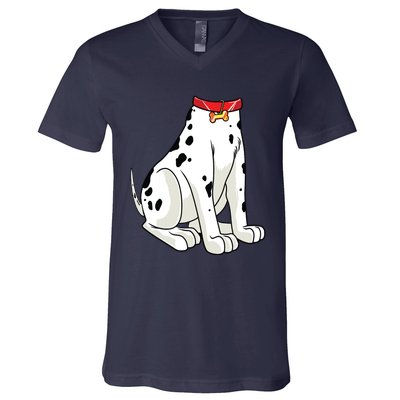 Dalmatian Costume Halloween Dog Print Women V-Neck T-Shirt