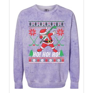 Dabbing Christmas Hockey Ugly Sweater Gift Colorblast Crewneck Sweatshirt