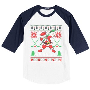 Dabbing Christmas Hockey Ugly Sweater Gift Baseball Sleeve Shirt