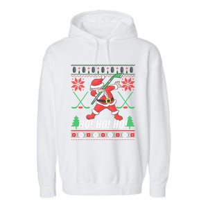 Dabbing Christmas Hockey Ugly Sweater Gift Garment-Dyed Fleece Hoodie