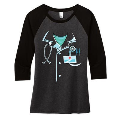 Doctor Costume Halloween White Lab Coat Men Women Women's Tri-Blend 3/4-Sleeve Raglan Shirt