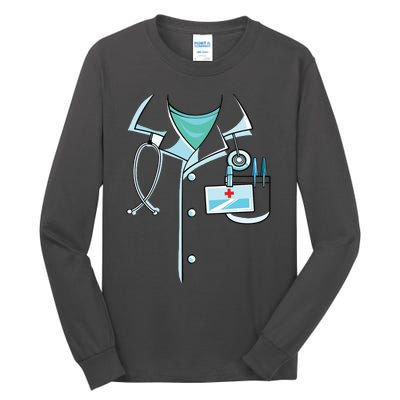 Doctor Costume Halloween White Lab Coat Men Women Tall Long Sleeve T-Shirt