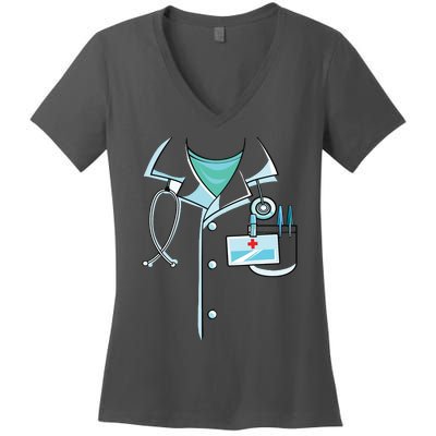 Doctor Costume Halloween White Lab Coat Men Women Women's V-Neck T-Shirt