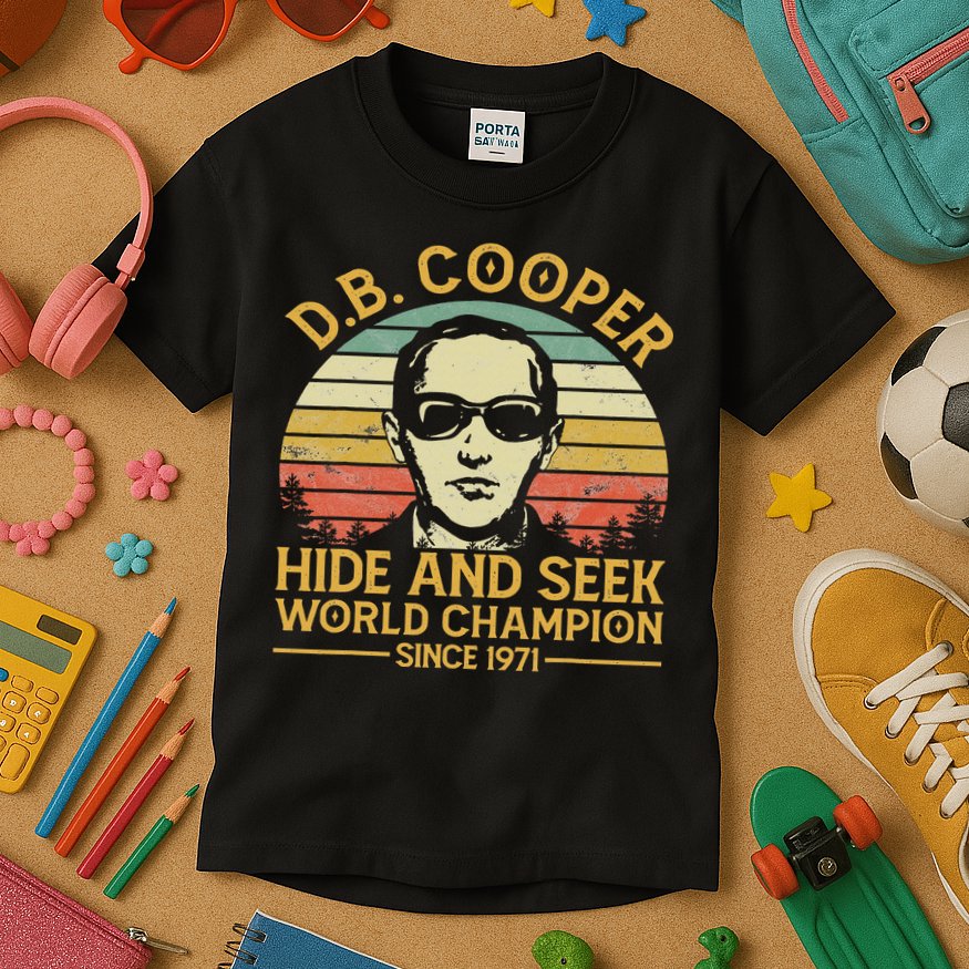 D.b. Coopers Hide And Seek Champion Since 1971 Db Cooper Kids T-Shirt