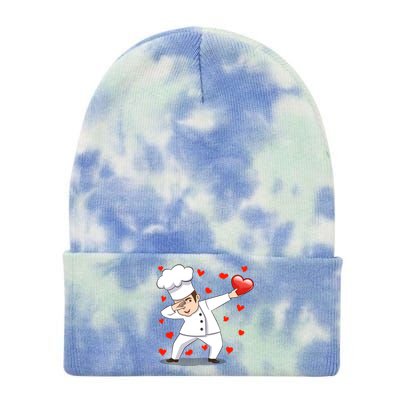 Dabbing Chef Heart Love Valentines Day Cooking Lovers Gift Tie Dye 12in Knit Beanie