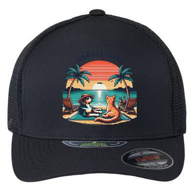 Dog & Cat Harris Walz 2024 Election Sunset Flexfit Unipanel Trucker Cap