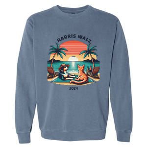 Dog & Cat Harris Walz 2024 Election Sunset Garment-Dyed Sweatshirt