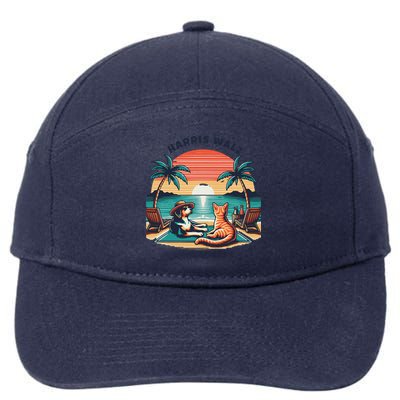 Dog & Cat Harris Walz 2024 Election Sunset 7-Panel Snapback Hat