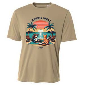 Dog & Cat Harris Walz 2024 Election Sunset Cooling Performance Crew T-Shirt