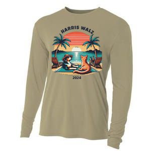 Dog & Cat Harris Walz 2024 Election Sunset Cooling Performance Long Sleeve Crew