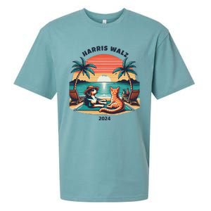 Dog & Cat Harris Walz 2024 Election Sunset Sueded Cloud Jersey T-Shirt