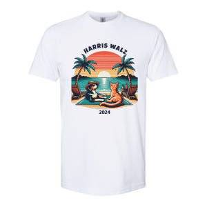 Dog & Cat Harris Walz 2024 Election Sunset Softstyle CVC T-Shirt