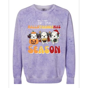 Dalmatian Christmas Halloween Tis The Hallothanksmas Cool Gift Colorblast Crewneck Sweatshirt