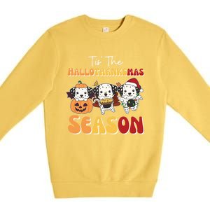 Dalmatian Christmas Halloween Tis The Hallothanksmas Cool Gift Premium Crewneck Sweatshirt