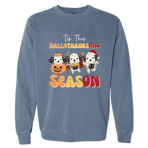 Dalmatian Christmas Halloween Tis The Hallothanksmas Cool Gift Garment-Dyed Sweatshirt