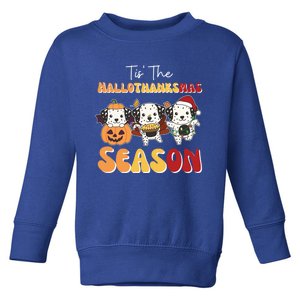 Dalmatian Christmas Halloween Tis The Hallothanksmas Cool Gift Toddler Sweatshirt