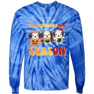 Dalmatian Christmas Halloween Tis The Hallothanksmas Cool Gift Tie-Dye Long Sleeve Shirt