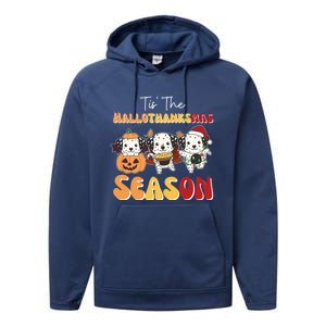 Dalmatian Christmas Halloween Tis The Hallothanksmas Cool Gift Performance Fleece Hoodie