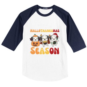 Dalmatian Christmas Halloween Tis The Hallothanksmas Cool Gift Baseball Sleeve Shirt