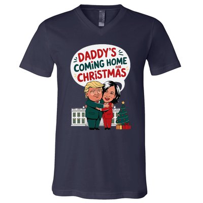 DaddyS Coming Home For Christmas ILl Be Home Trump Xmas V-Neck T-Shirt