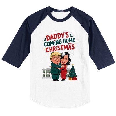 DaddyS Coming Home For Christmas ILl Be Home Trump Xmas Baseball Sleeve Shirt