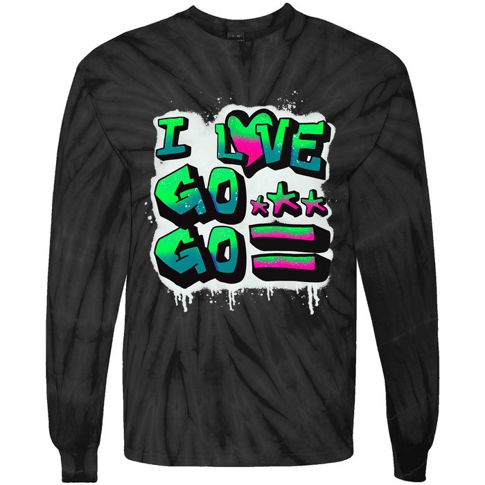 D C I Love Go Go Music Gift For Kids And Adults Tie-Dye Long Sleeve Shirt