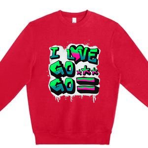 D C I Love Go Go Music Gift For Kids And Adults Premium Crewneck Sweatshirt