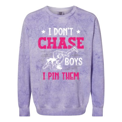 Dont Chase I Pin Them Wrestling Wrestler Gift Colorblast Crewneck Sweatshirt