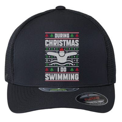 During Christmas I Do Swimming Holiday Swimmer Xmas Swim Gift Flexfit Unipanel Trucker Cap