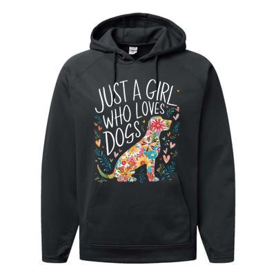 Dog Cute Just A Girl Who Loves Dogs Performance Fleece Hoodie