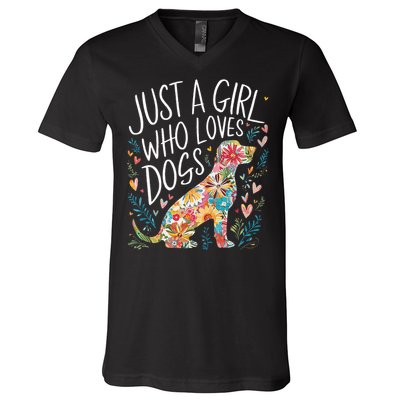 Dog Cute Just A Girl Who Loves Dogs V-Neck T-Shirt