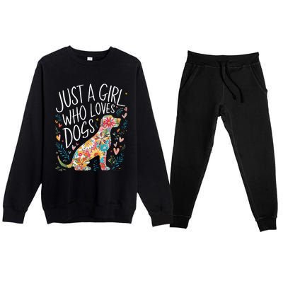 Dog Cute Just A Girl Who Loves Dogs Premium Crewneck Sweatsuit Set