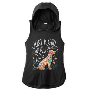 Dog Cute Just A Girl Who Loves Dogs Ladies PosiCharge Tri-Blend Wicking Draft Hoodie Tank