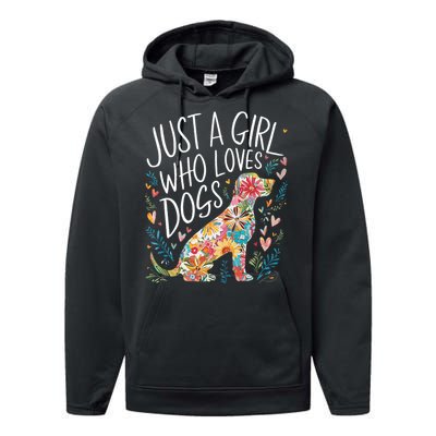 Dog Cute Just A Girl Who Loves Dogs Performance Fleece Hoodie