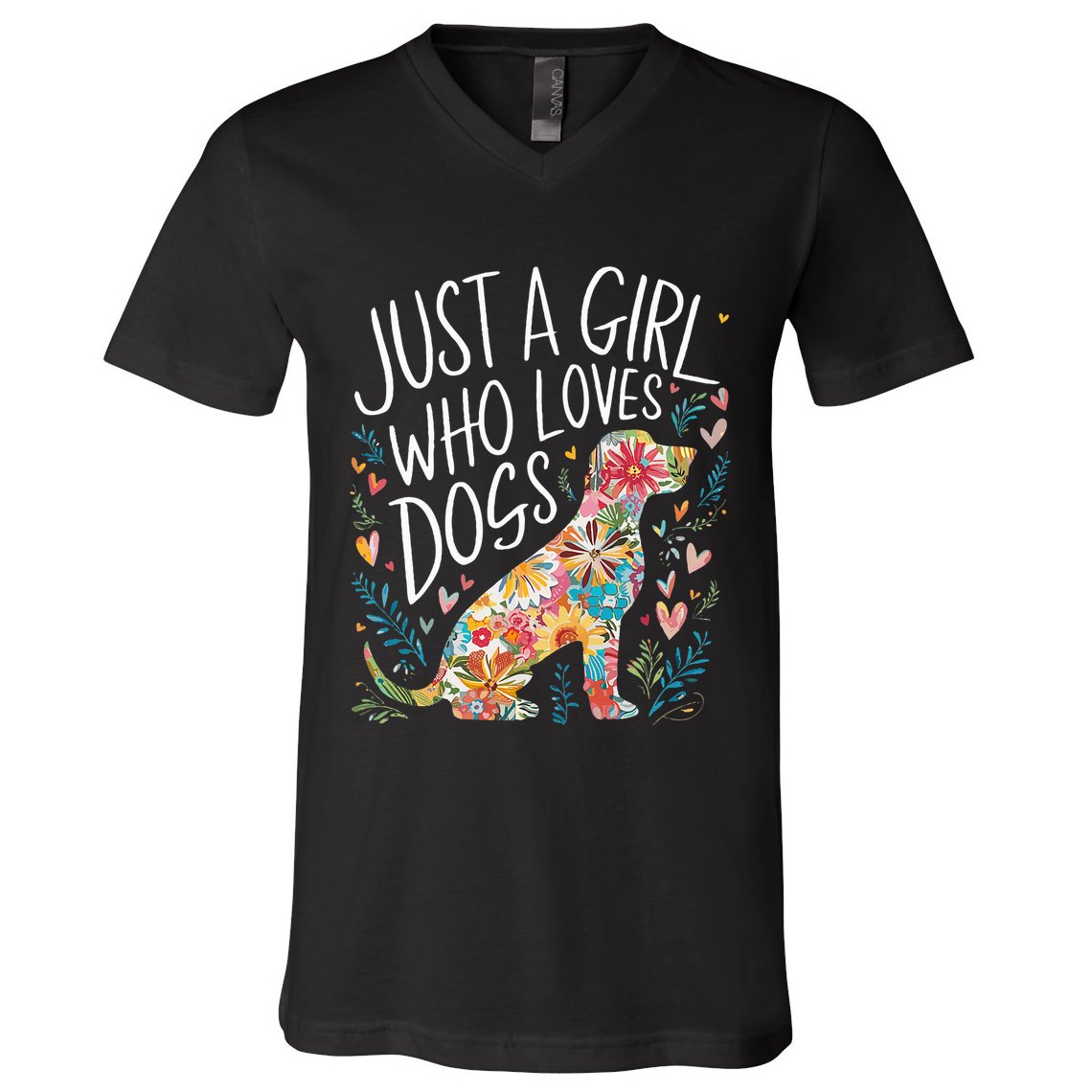 Dog Cute Just A Girl Who Loves Dogs V-Neck T-Shirt