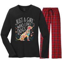 Dog Cute Just A Girl Who Loves Dogs Women's Long Sleeve Flannel Pajama Set 