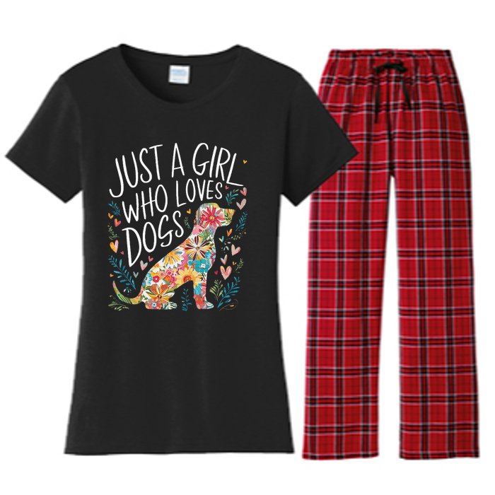 Dog Cute Just A Girl Who Loves Dogs Women's Flannel Pajama Set