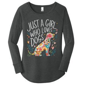 Dog Cute Just A Girl Who Loves Dogs Women's Perfect Tri Tunic Long Sleeve Shirt