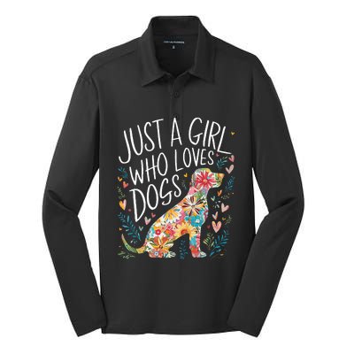 Dog Cute Just A Girl Who Loves Dogs Silk Touch Performance Long Sleeve Polo