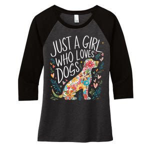 Dog Cute Just A Girl Who Loves Dogs Women's Tri-Blend 3/4-Sleeve Raglan Shirt