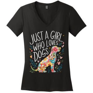 Dog Cute Just A Girl Who Loves Dogs Women's V-Neck T-Shirt