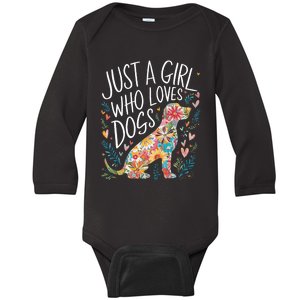 Dog Cute Just A Girl Who Loves Dogs Baby Long Sleeve Bodysuit